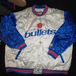 Vintage/Y2K Hardwood Classics Baltimore Bullets Satin Jacket-Mens 2XL-White/Blue